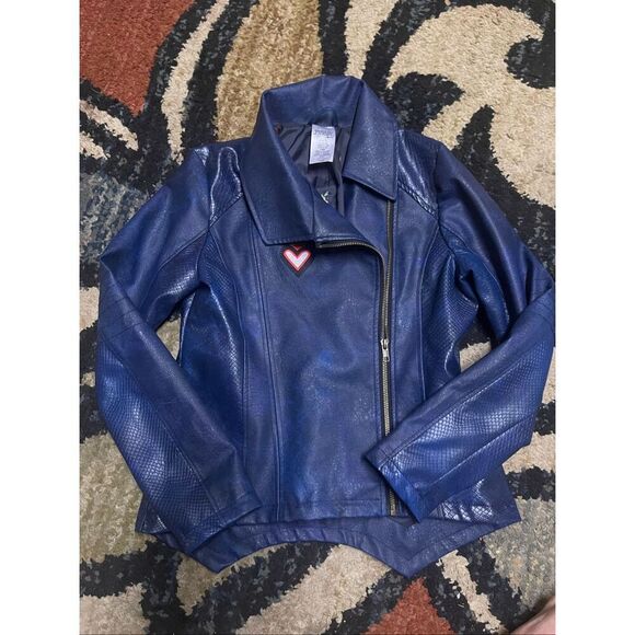 Disney Descendants Mal Faux Blue Leather Moto Jacket XL Villian - Picture 3 of 9